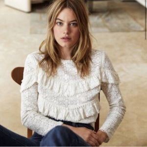 EUC Sezane White Ninon Blouse 38